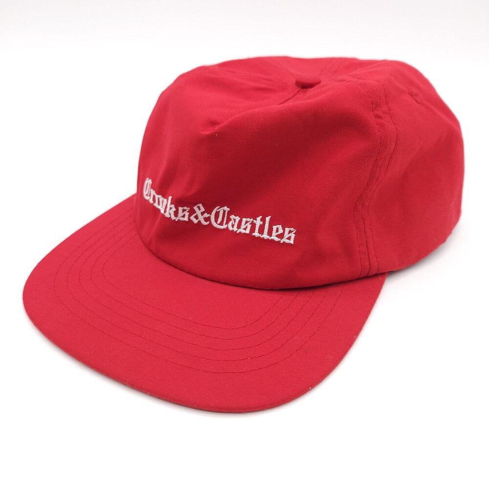 Crooks & Castles Snapback Hat Ball Cap Red Flat Bill Streetwear Embroidered